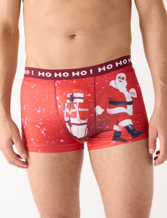 Lot de 2 boxers imprimé Noël , en microfibre stretch (rouge) Lot de 2 boxers imprimé Noël , en microfibre stretch (rouge)